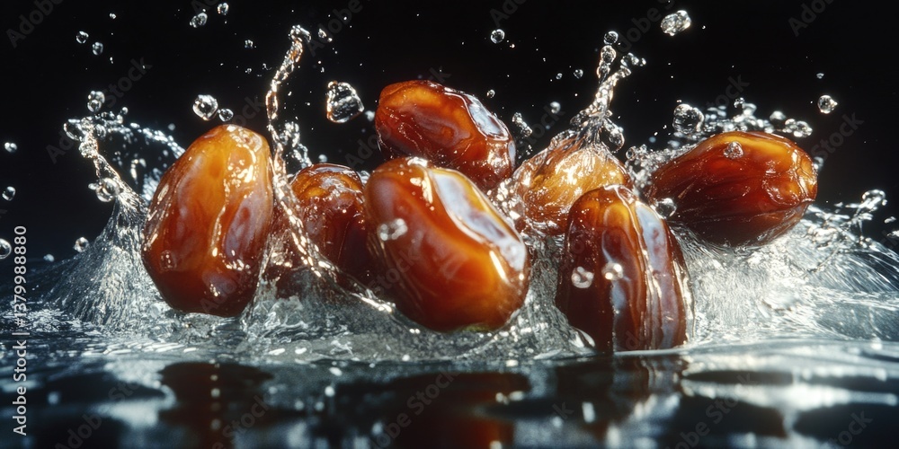 Poster a bunch of nuts are in a pool of water. the water is splashing and the nuts are floating