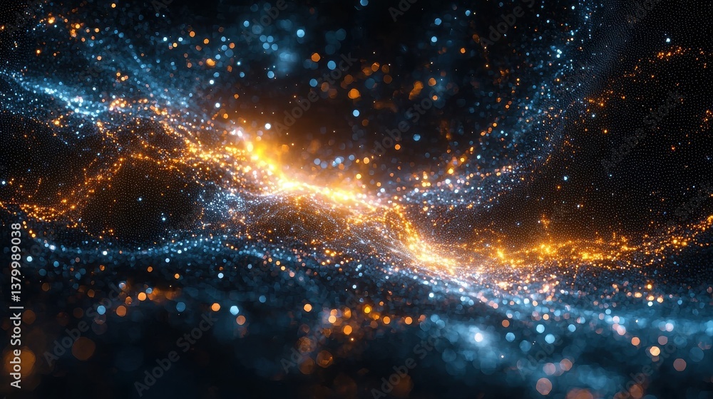 Poster cosmic illumination mesmerizing galactic glow shimmering in the dark universe surreal digital of abs