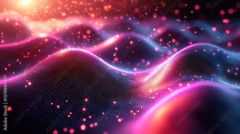 Poster stunning abstract background depicting a mesmerizing flow of vibrant digital particles swirling and 