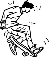 Skateboarder mid-trick, conveying energy and action.