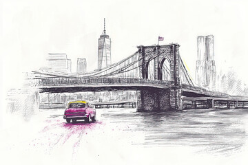 Obraz premium United States sketch: A vibrant depiction of the United States, highlighting its landmarks and culture