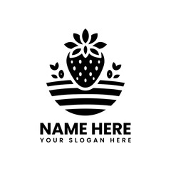 Monochrome strawberry illustration with botanical design. Modern fruit art