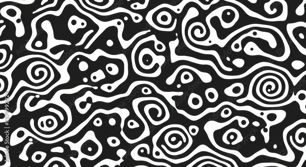 Poster abstract black and white swirl pattern seamless texture for design projects