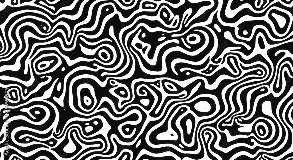 Aufkleber abstract black and white swirl pattern seamless vector texture for design projects