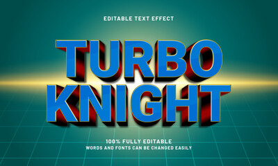 turbo knight editable text effect with a hero and super text style