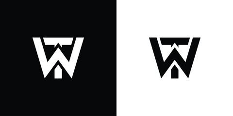 Minimalist monogram logo with letter "W" in a bold, geometric style. Black and white, sleek, and professional, ideal for branding, corporate identity, startups, and tech businesses. Clean and modern d