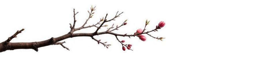 Fototapeta premium Dark brown isolated branches against white backdrop, branch, wood, tree bark