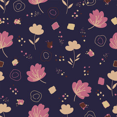 Classic wallpaper seamless vintage flower pattern background. Vector illustration