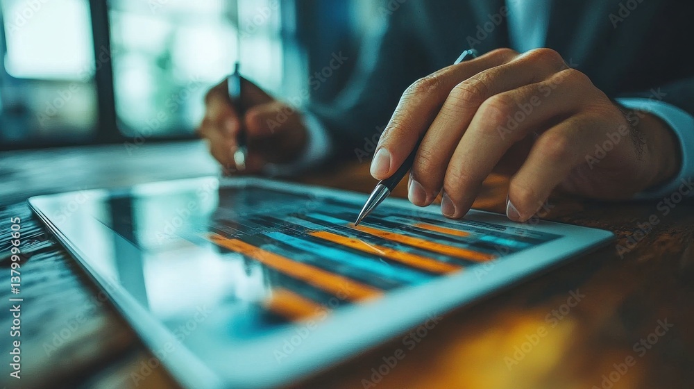 Aufkleber close up of a hand using a calculator on an office desk representing financial accounting business m