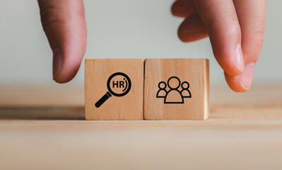 Human Resource Management Concept with Blocks and Icons