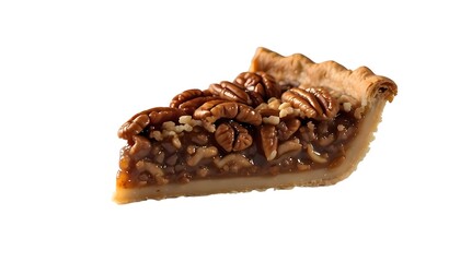 Obraz premium Pecan Pie Slice Showing Rich Caramel and Nuts.....