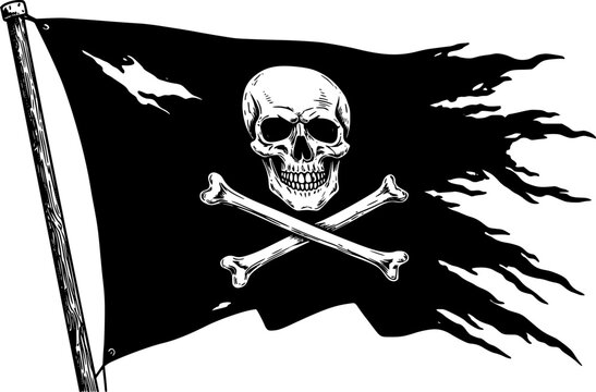 recommend clip art: pirate flag black engraving black and white outline
                    
