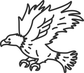 鷲（線画）のイラスト