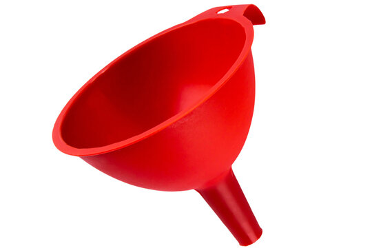 single plastic funnel isolated on white or transparent background