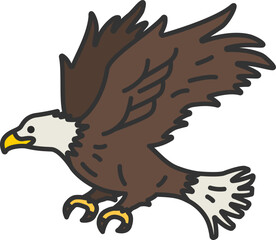 鷲（線画カラー）のイラスト