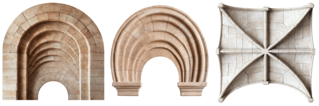 Romanesque barrel vault ceiling in a historical architectural interior