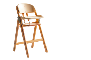Stylish wooden high chair in a bright, minimalist setting designed for modern family dining