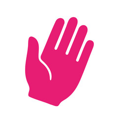 Obraz premium Pink hand icon on white background, simple and flat vector design representing help, gesture, or communication