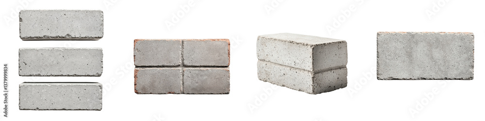 Aufkleber a collection of various concrete and brick construction materials including rectangular blocks cubes
