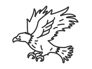 鷲（線画）のイラスト
