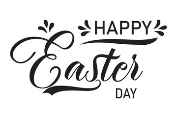 Easter greeting card with eggs, Happy easter printable banner, Easter convention poster, Easter backdrop with colorful eggs, bunny ears & cute happy easter calligraphy lettering