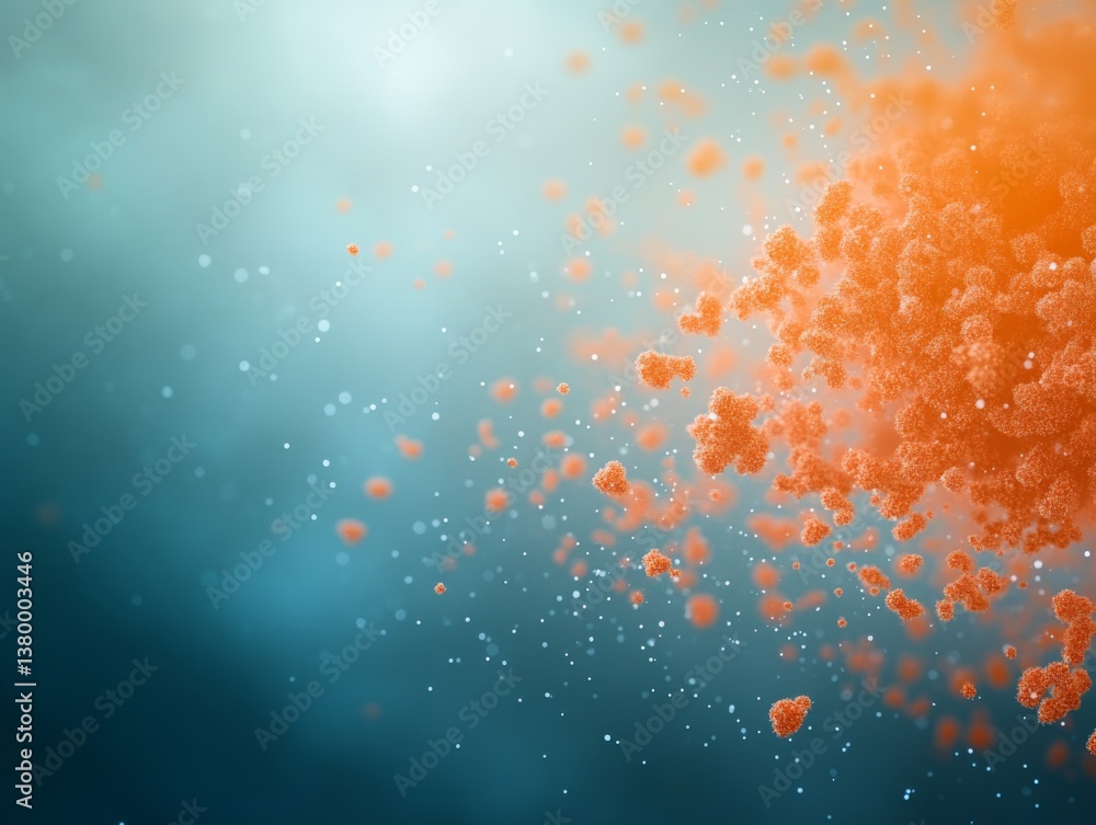 Poster this close-up showcases a detailed 3d-rendered cluster of bacterium, highlighted in vibrant orange a