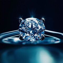 Stunning diamond engagement ring with sparkling brilliance on dark background