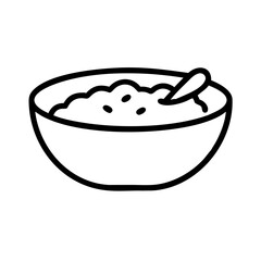 Oatmeal Bowl with Spoon in Minimalist Style  