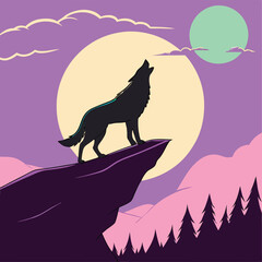 wolf howling at night