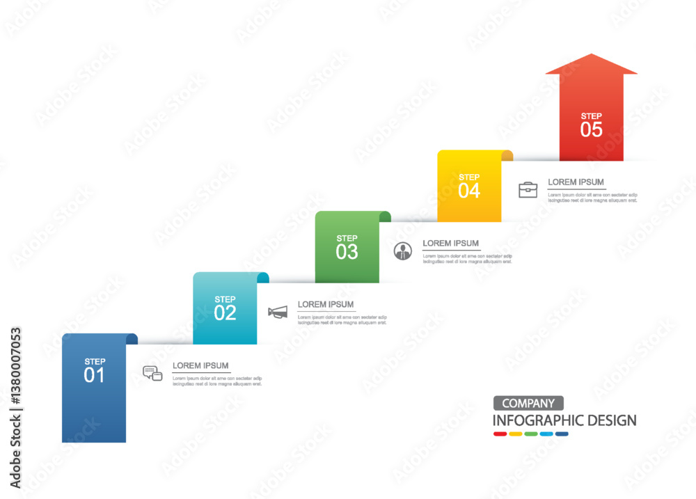 Aufkleber 5 data infographics tab index layout template. illustration business abstract background.