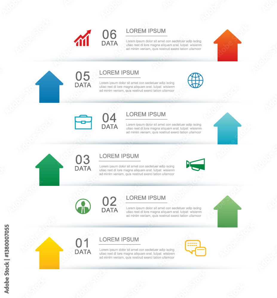 Aufkleber 6 data infographics tab index layout template. illustration business abstract background.