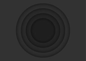 Fototapeta premium Paper layer circle solid black abstract background. Round shape use for banner, cover, poster, wallpaper, design with space for text.