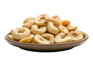 Fototapeta premium A vibrant collection of dried cashew nuts beautifully arranged on a rustic plate