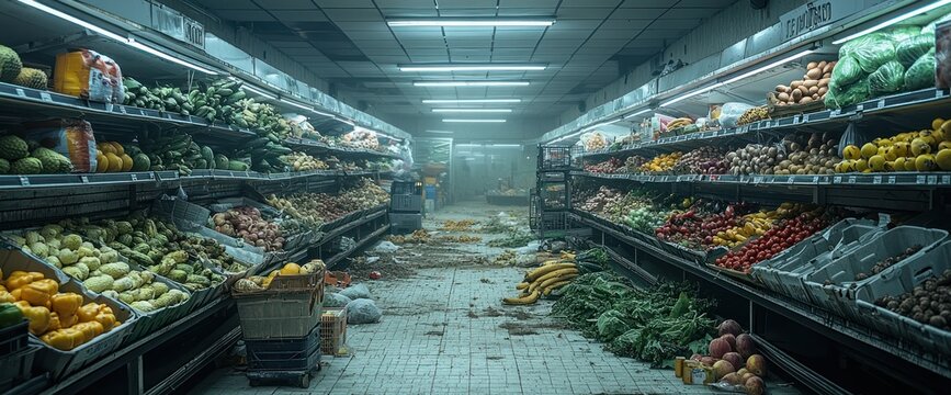 Empty grocery store aisle
