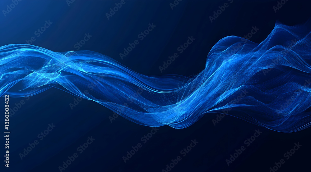 Poster blue background with an abstract wave design, perfect for showcasing digital products or creating an