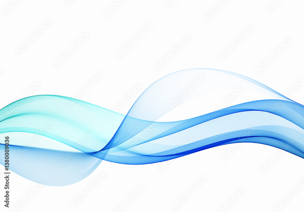 Aufkleber white background and flow of blue abstract wave. wavy lines, design element.