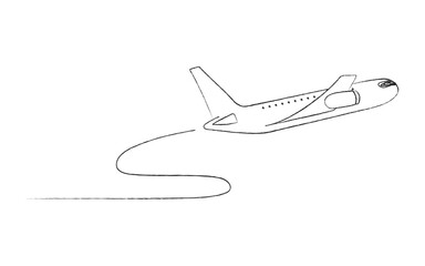 Hand Drawn Airplane Journey Path