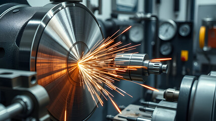 Precision Grinding: Metalworking Process with Sparks and Equipment Focus