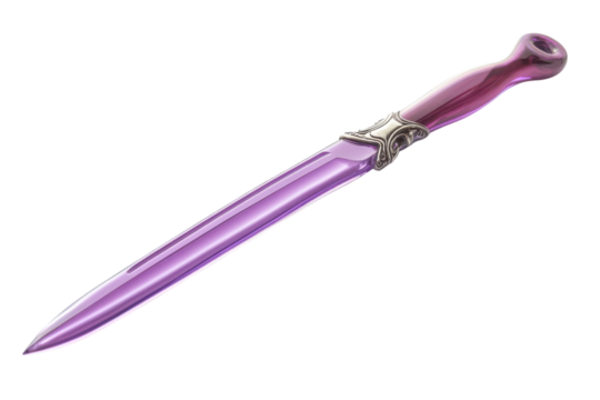 Elegant purple ceremonial dagger reflecting intricate design and craftsmanship in serene light