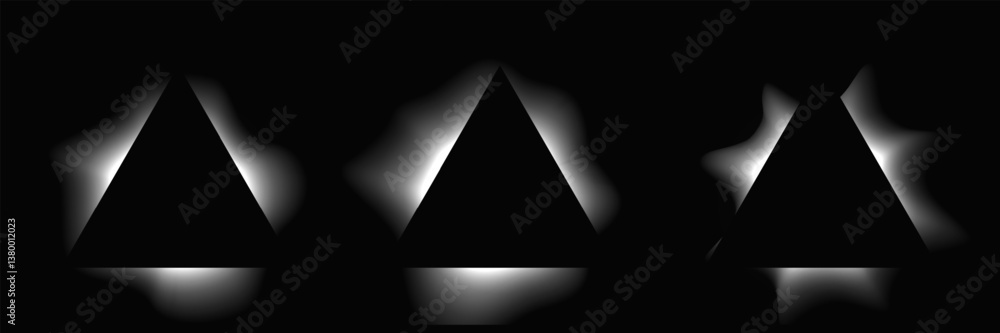 Poster set of triangle illuminate light frames