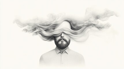 Fototapeta premium Abstract man with smoky hair