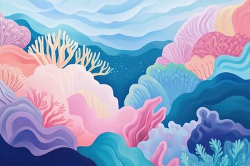 Vibrant coral reef landscape teeming with color and marine life