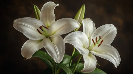 Fototapeta premium Elegant white lilies in close-up