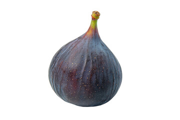 A perfectly ripe fig showcases its rich color and unique shape against a bright backdrop