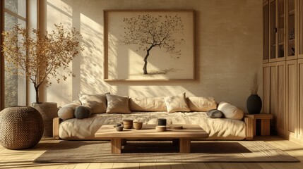 Minimalist Living Room with Natural Elements