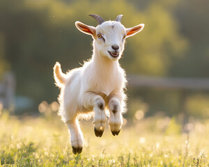 Obraz premium white goat on pasture