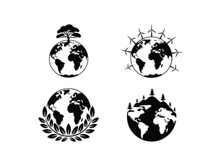 Eco-Friendly Earth Silhouettes: Global Sustainability Icons