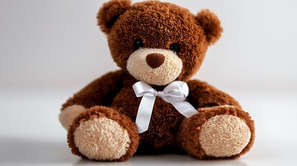 Obraz premium Cute Brown Teddy Bear with Bow with Studio Shot.