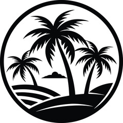 Palm Tree Silhouette Vector & Icon Logo