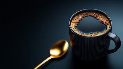 Dark Coffee with Golden Spoon, and Luxury Morning.